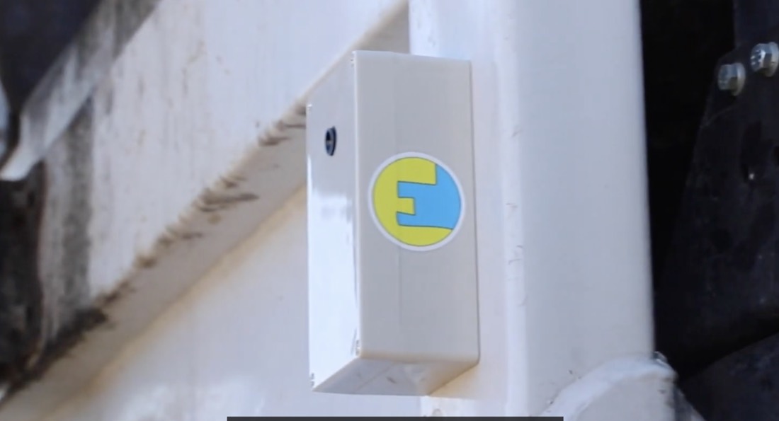 The data collection unit attached to a city garbage truck