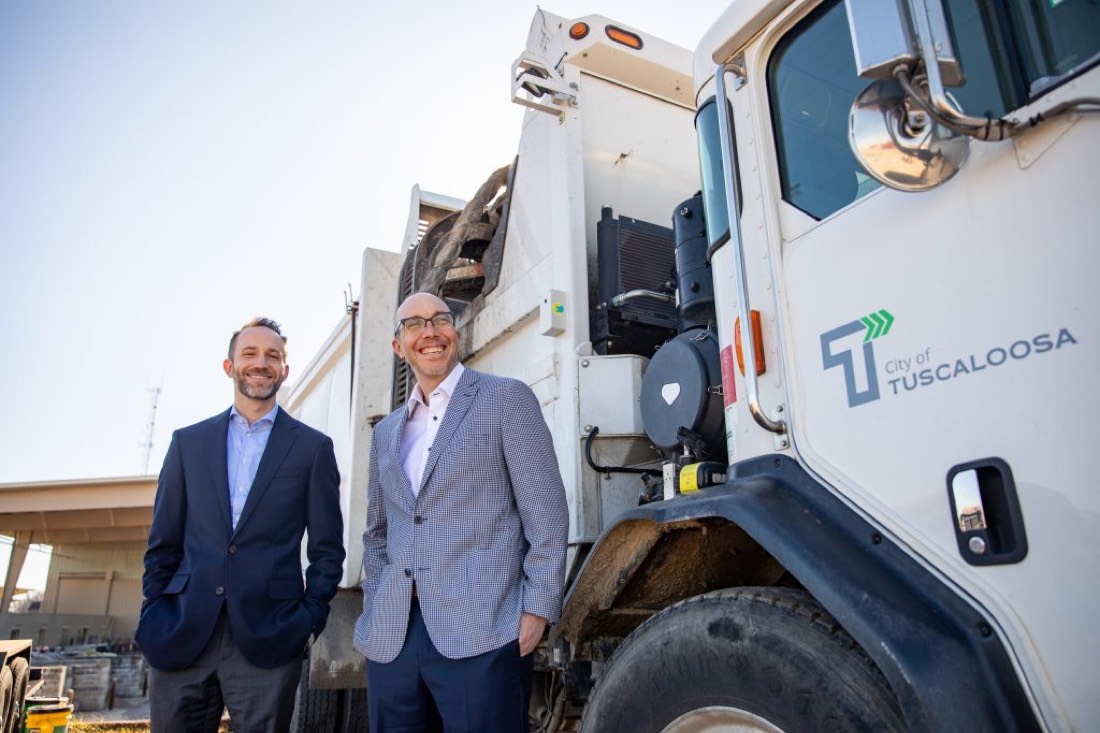 Camera equipment mounted on a Tuscaloosa garbage truck