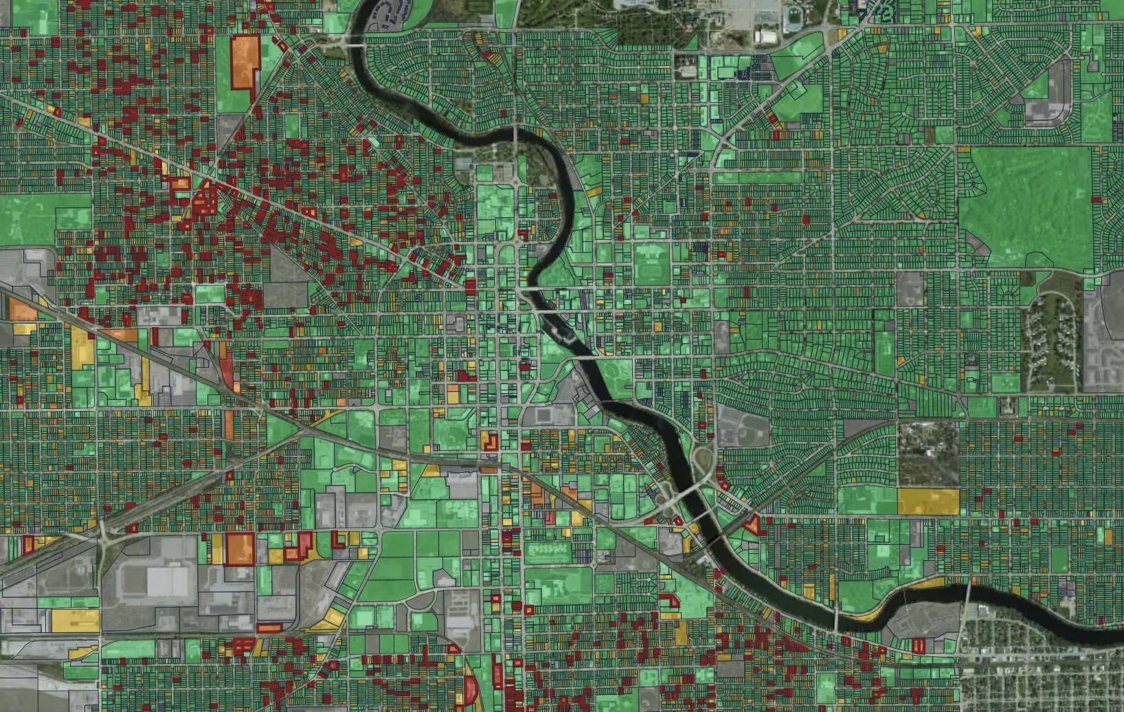Placemetry South Bend parcel risk map