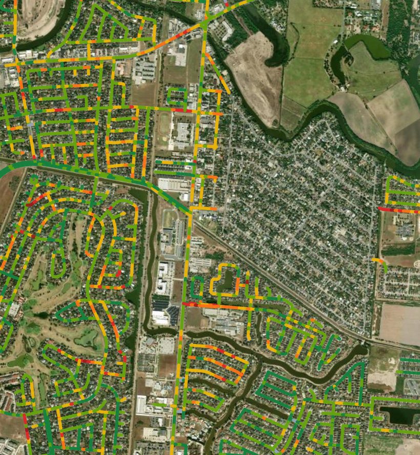 Citywide segment map, color-coded by condition